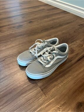 Gray Vans Lace-Up Sneakers with White Stripe